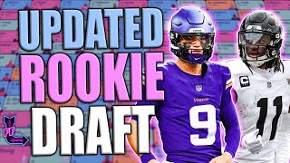 UPDATED DYNASTY ROOKIE DRAFT  REAL LIFE TRADES DYNASTY FANTASY FOOTBALL 2024 Superflex Rookie Mock [upl. by Jona934]