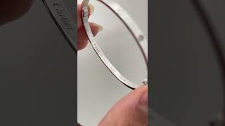 Custom Made Cartier Love Bangle Bracelet Small Model 18K White Gold Size 17 With Six Diamonds [upl. by Kipton]