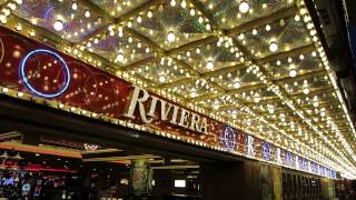 The Riviera Las Vegas Hotel Casino Exterior Neon 1 [upl. by Anirdnajela]