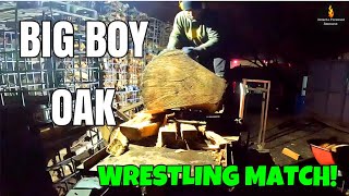 BIG BOY OAK VS HOMEMADE WOODSPLITTER FIREWOOD [upl. by Bouzoun]