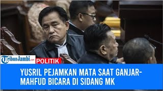 Yusril Pejamkan Mata saat Ganjar Mahfud Bicara di Sidang MK [upl. by Relyt163]