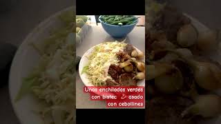 Enchiladas verdes con bistec asado y cebollinesmexicanfood rico [upl. by Awjan]