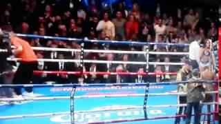 Referee Arthur Mercante Takes Left Hook Of Badou Jack Jack vs DeGale [upl. by Maia]