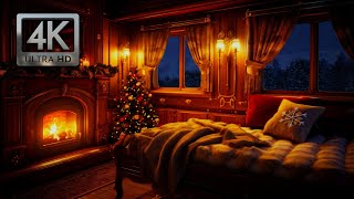 Luxury Sleeper Train on North Pole Express Christmas Ambience with Train Sounds amp Crackling Fire [upl. by Aihtnys]