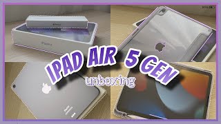 Unboxing 📦 iPad Air 5th gen 2022 Purple  Apple Pencil 2  Accessories ✨ ASMR [upl. by Hanzelin]