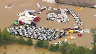 Helene aftermath Aerial footage of storm damage in Hendersonville [upl. by Yssej]