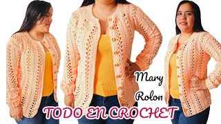 💖CARDIGAN CHALECO A CROCHET PARA MUJER TODAS LAS TALLAS Todo en crochet parte 1 Mary Rolon [upl. by Acirederf517]