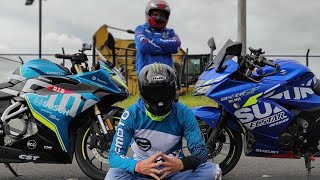 CF MOTO 250 SR VS SUZUKI GIXXER 250 SF  PRIMER PIQUE DE LA 250 SR CFMOTO 😱 [upl. by Aliekahs]