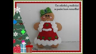 GALLETITA DE JENGIBRE EN FIELTRO NAVIDAD 2018 [upl. by Portingale]