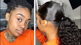 FRONTAL PONYTAIL W Natural Hair Left Out [upl. by Ada]