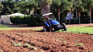 Power tiller operation by plough and ratavator at irrigation farm [upl. by Einnek]