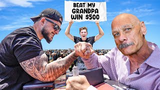 Beat My Grandpa at Arm Wrestling Win 500 [upl. by Constantin409]