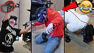 TEAM ALBOE TRIES VIRTUAL REALITY HILARIOUS GAMEPLAY  HTC VIVE [upl. by Eilrahs792]