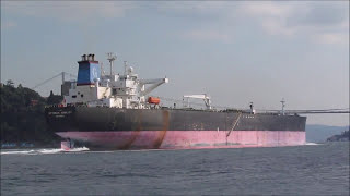 Suezmax tanker Ottoman Nobility passing Strait of Istanbul [upl. by Crescint170]