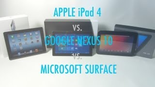 Vergleich Apple iPad 4 vs Google Nexus 10 vs Microsoft Surface RT  Deutsch [upl. by Frey]