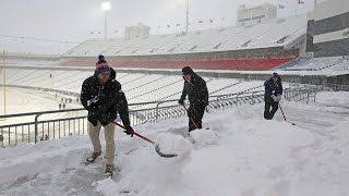 Snow shovelers needed at Highmark Stadium ahead of Buffalo BillsPittsburgh Steelers Wild Card game [upl. by Sulohcin]