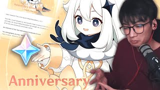 Tuonto reacts to GENSHIN ANNIVERSARY EVENT rewards [upl. by Odawa784]