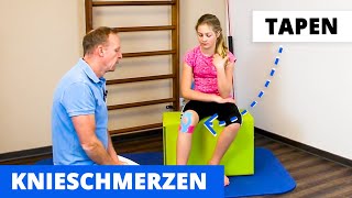 Knie TAPEN bei Schmerzen Morbus Osgood Schlatter Patellasehne  Anleitung zum Nachmachen [upl. by Modestine317]