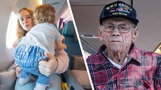 Mother Gives Up Plane Seat For Veteran Turns Pale When She Realizes Who He Is [upl. by Otrevire389]