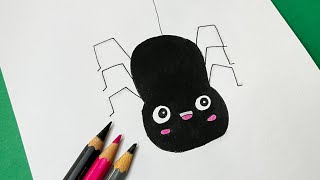 CÓMO DIBUJAR UNA ARAÑA KAWAII FACIL PARA NINOS  Paso a paso [upl. by Broucek]