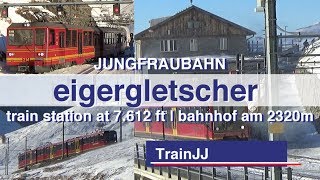 Jungfraubahn  Eigergletscher  Stunning train station at 7612 ft  Jungfraujoch Switzerland [upl. by Ardnaskela]