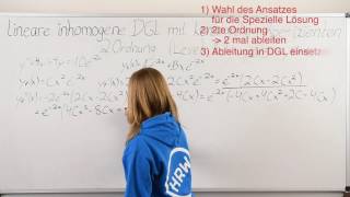 Differentialgleichungen 6  DGL Lineare inhomogene DGL 2 Ordnung mit konstanten Koeffizienten II [upl. by Hatokad]