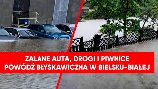 Dramat w BielskuBiałej Auta zalane po sam dach Miasto pod wodą [upl. by Aldric746]