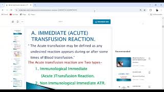 Acute Blood transfusion Reactions  Blood Banking  Transfusion Reactions complications  Lec 1 [upl. by Harcourt]