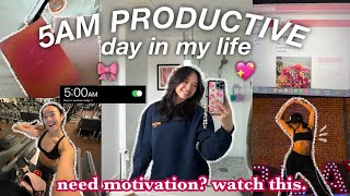 5AM PRODUCTIVE DAY IN MY LIFE  tips on motivation amp discipline [upl. by Aelak677]