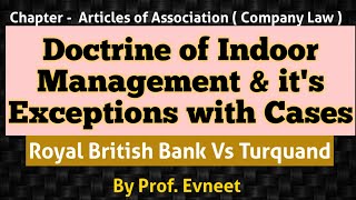 Doctrine of Indoor Management  Exceptions of doctrine of indoor management  Royal British Bank Vs [upl. by Alissa]