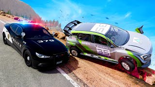 MULTIPLAYER Police Chase Down Mountain  BeamNG Drive Crashes [upl. by Dorehs925]