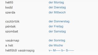 Német szavak mondatok  téma  A hét napjai  Wochentage  Lecke 09  hanganyag [upl. by Taveda]