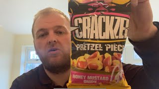 Crackzel Honey Mustard Onion Flavour Pretzel Pieces  Review [upl. by Occor]