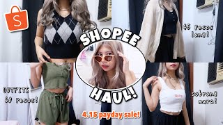 SHOPEE HAUL affordable outfits aesthetic finds sobrang sulit  Shopee 415 Payday Sale [upl. by Esiocnarf]