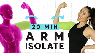 20 Minute Weightless Arm Isolate Workout  Athome no equipment arm toning exercises [upl. by Ezitram]