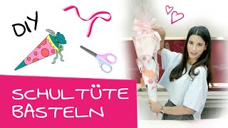 Schultüte selber basteln Schultüte für eins meiner Mädchen basteln und befüllen für Anfänger [upl. by Hammer]