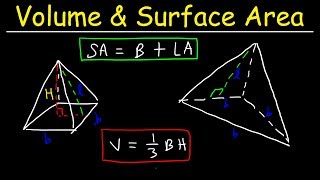 Surface Area of a Pyramid amp Volume of Square Pyramids amp Triangular Pyramids [upl. by Ahsinoj]