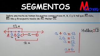 SEGMENTOS  Sobre una recta se toman los puntos consecutivos A B C y D tal que AC12u BD 16u [upl. by Meirrak292]