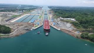 First Trial Transit at Panama Canal Expansion Agua Clara Locks [upl. by Longerich]