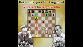 Botvinnik goes for king hunt  Botvinnik vs Portisch 1968 [upl. by Lyrehs829]