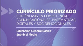 CURRÍCULO PRIORIZADO Educación General Básica Subnivel Medio 2022  2023 [upl. by Oludoet]