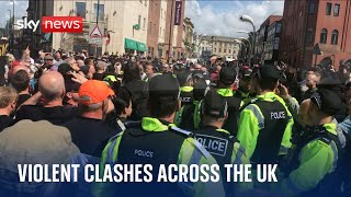 UK protests Violent disorder breaks out across the country [upl. by Lemrahc]