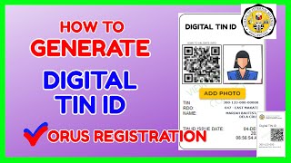 Digital TIN ID Generate Paano Makakuha ng Digital TIN ID Online  BIR ORUS Registration [upl. by Paderna324]