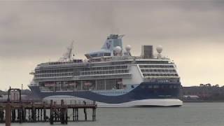 Marella Cruises quotMarella Discoveryquot sails from Southampton City Cruise Terminal 041018 [upl. by Drawde733]