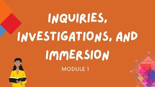 Handson Activity for Module 1Inquiries Investigations and Immersion [upl. by Ahaelam]