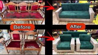 How to make old sofa woodan sofa repair sofa making sofa process simplr step by step sofa  sofa DIY [upl. by Enniotna]