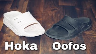 Oofos vs Hoka Recovery Slides  Recovery Sandals [upl. by Brie27]