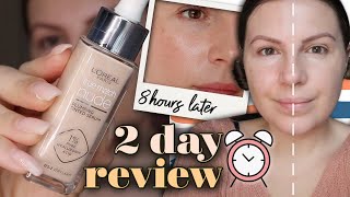 LOréal Tinted Serum REVIEW 2 Day Test  TRUE MATCH Nude Plumping Foundation  Very Light OILY [upl. by Melany]