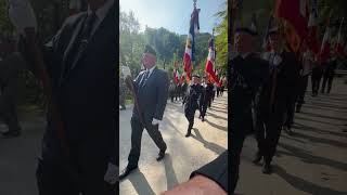 Arrivée des drapeaux lors de la cérémonie en hommage aux corps franc Bir Hakeim  Bioge [upl. by Corilla728]