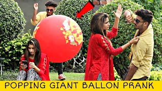 Popping Giant Balloons 🎈Prank on Cute Girls ThatWasCrazy [upl. by Llenehs]